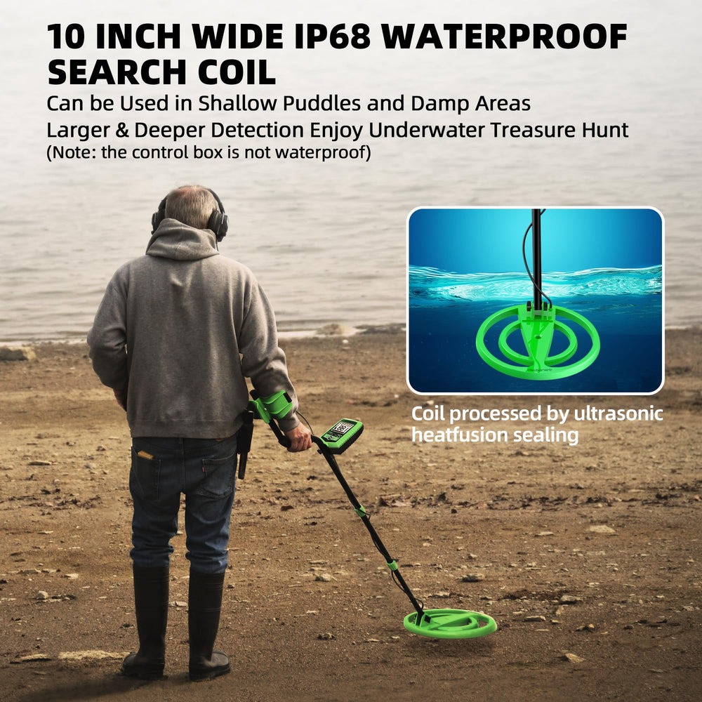 ABLEGRID detector in use on beach showing easy digging and accurate finds