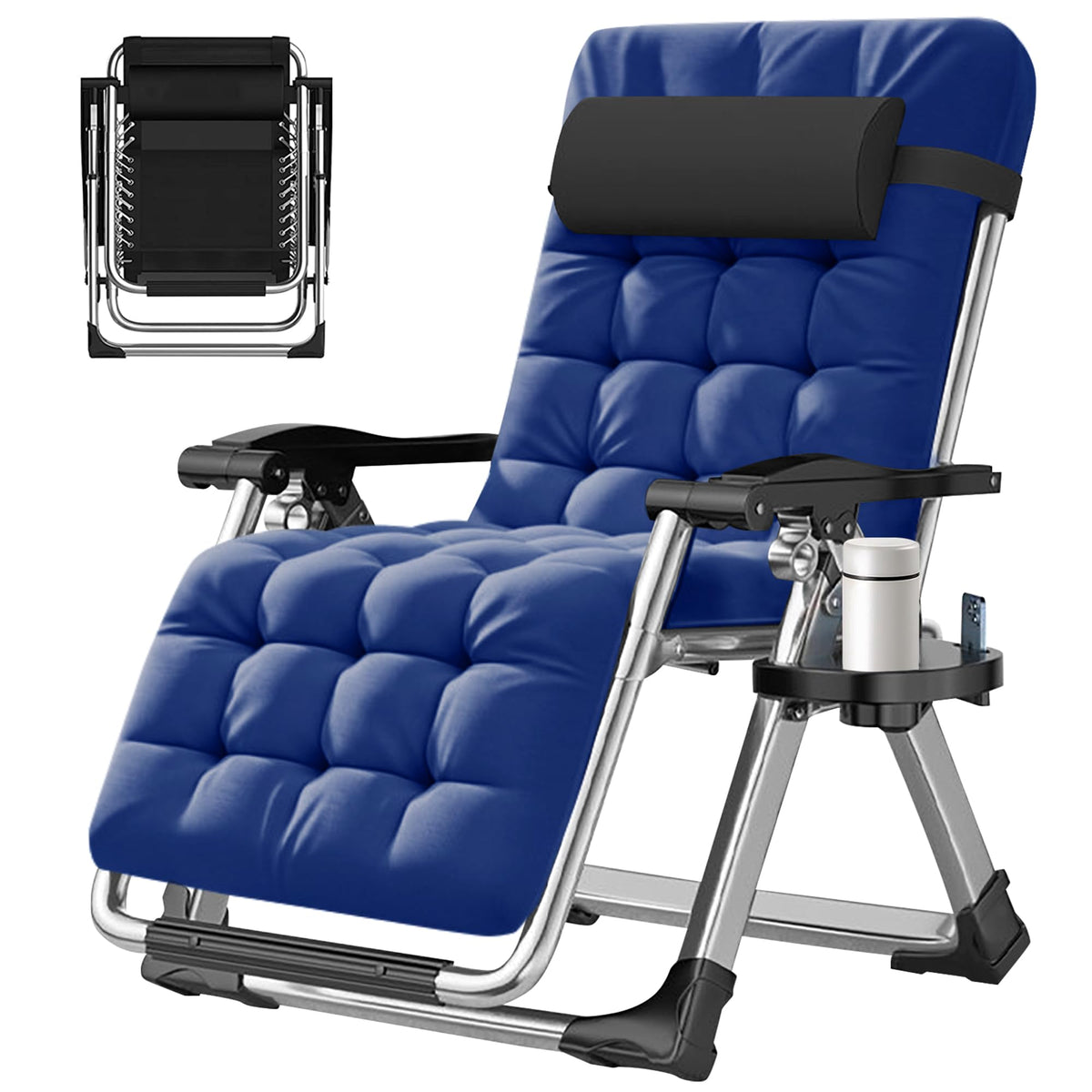 ABORON front view of chair unfolded showing full seating and mattress comfort