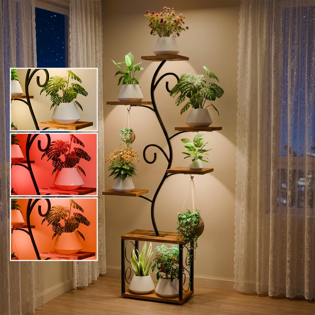 aboutool front view of 64 inch plant stand showing seven tiers and full setup benefit