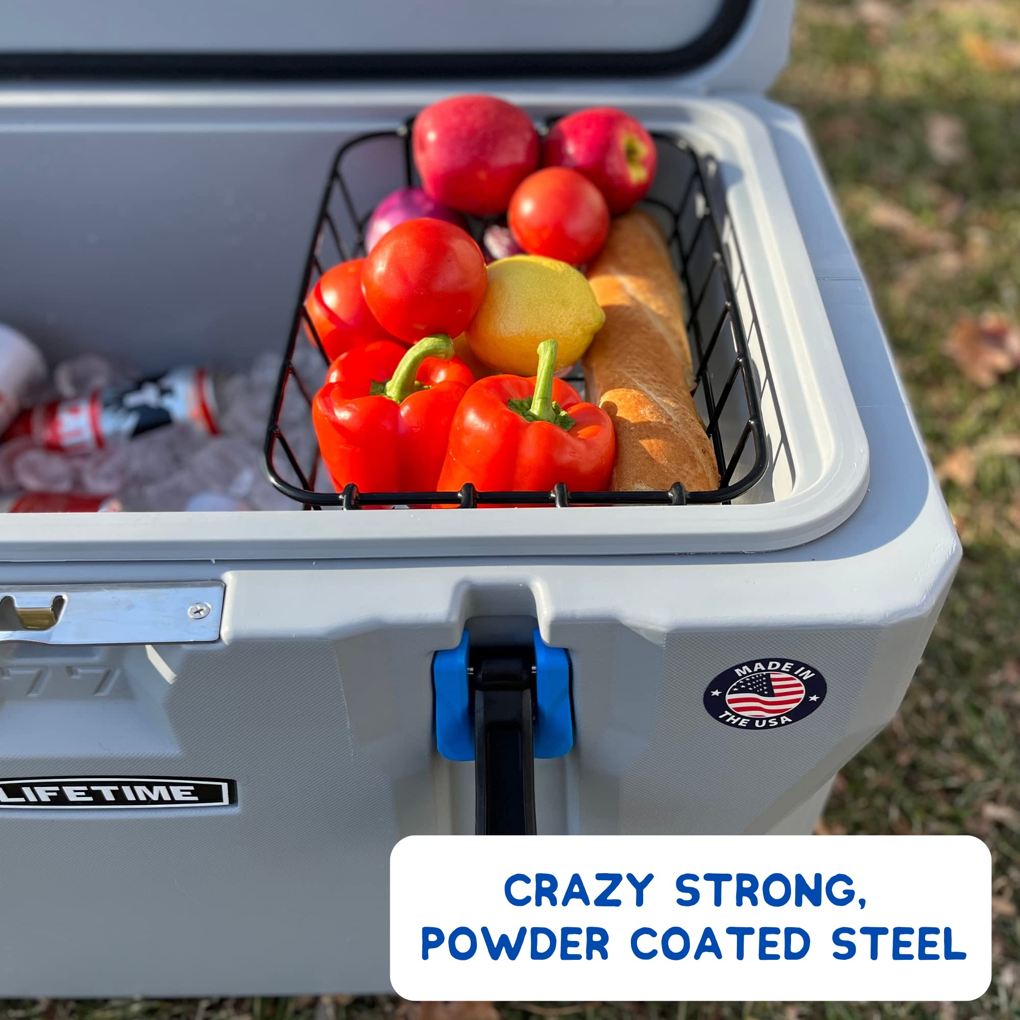 Above Sea Level basket in outdoor setting simplifying campsite food storage