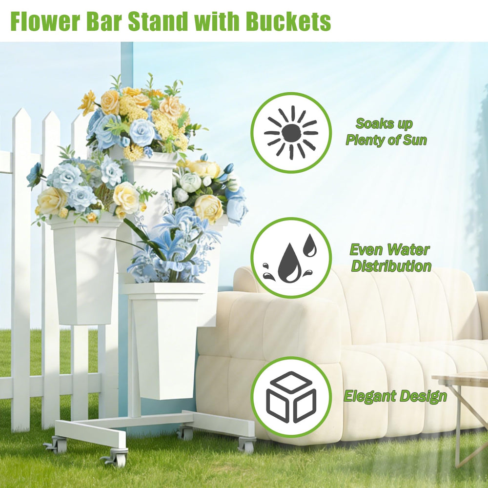 aboxoo stand in event use displaying floral arrangements for easy transport benefit