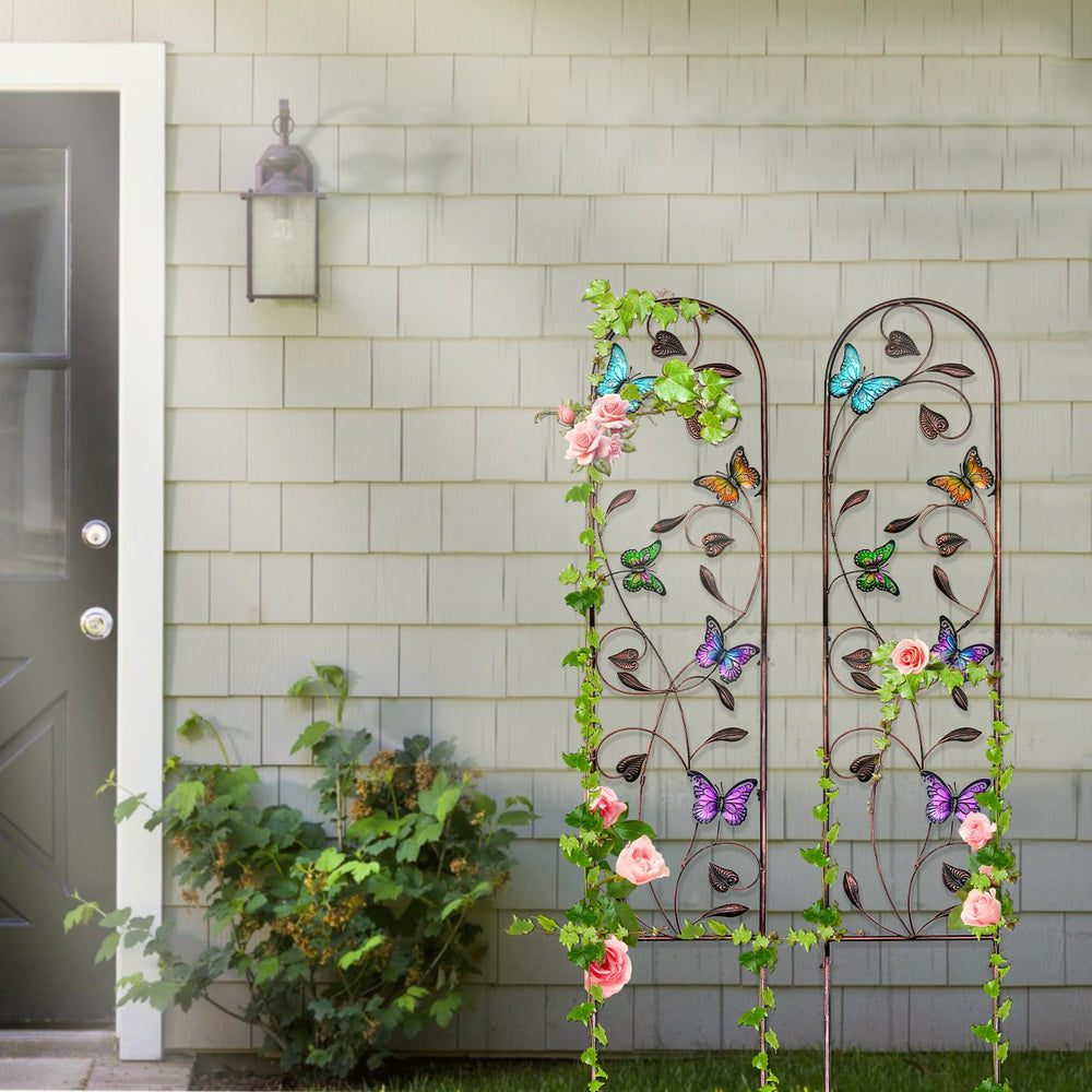 aboxoo trellis with climbing roses creating a decorative garden backdrop