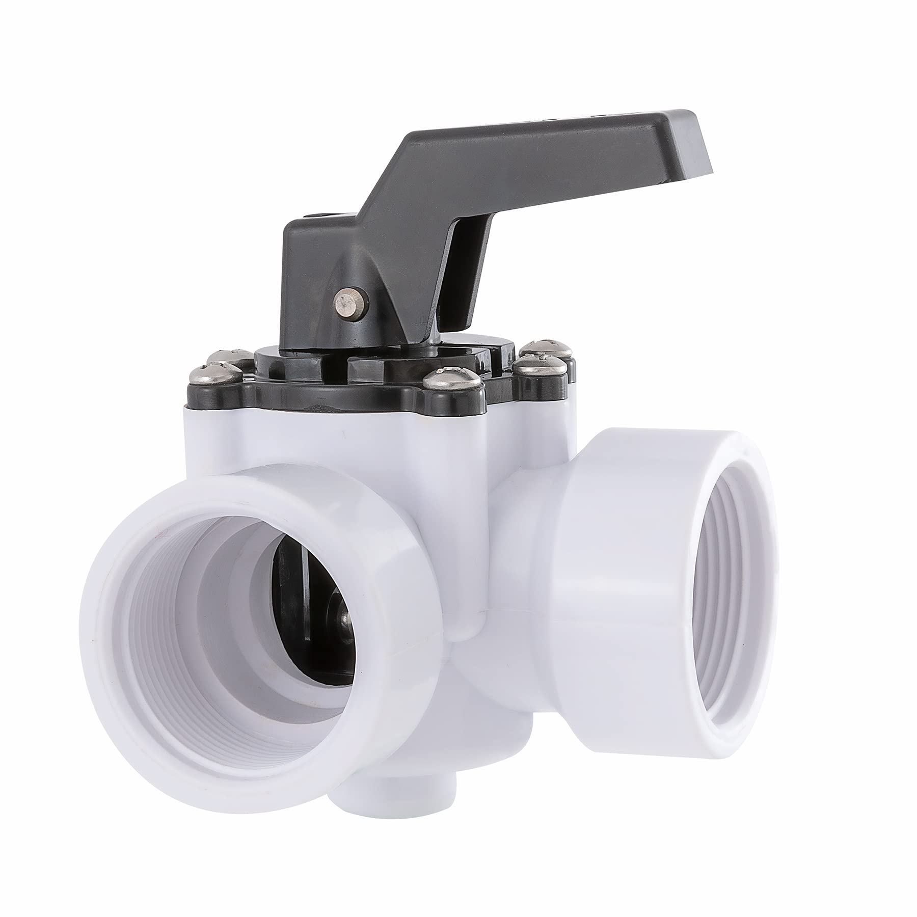 Abplag valve connected to garden hose demonstrating quick flow redirection benefit