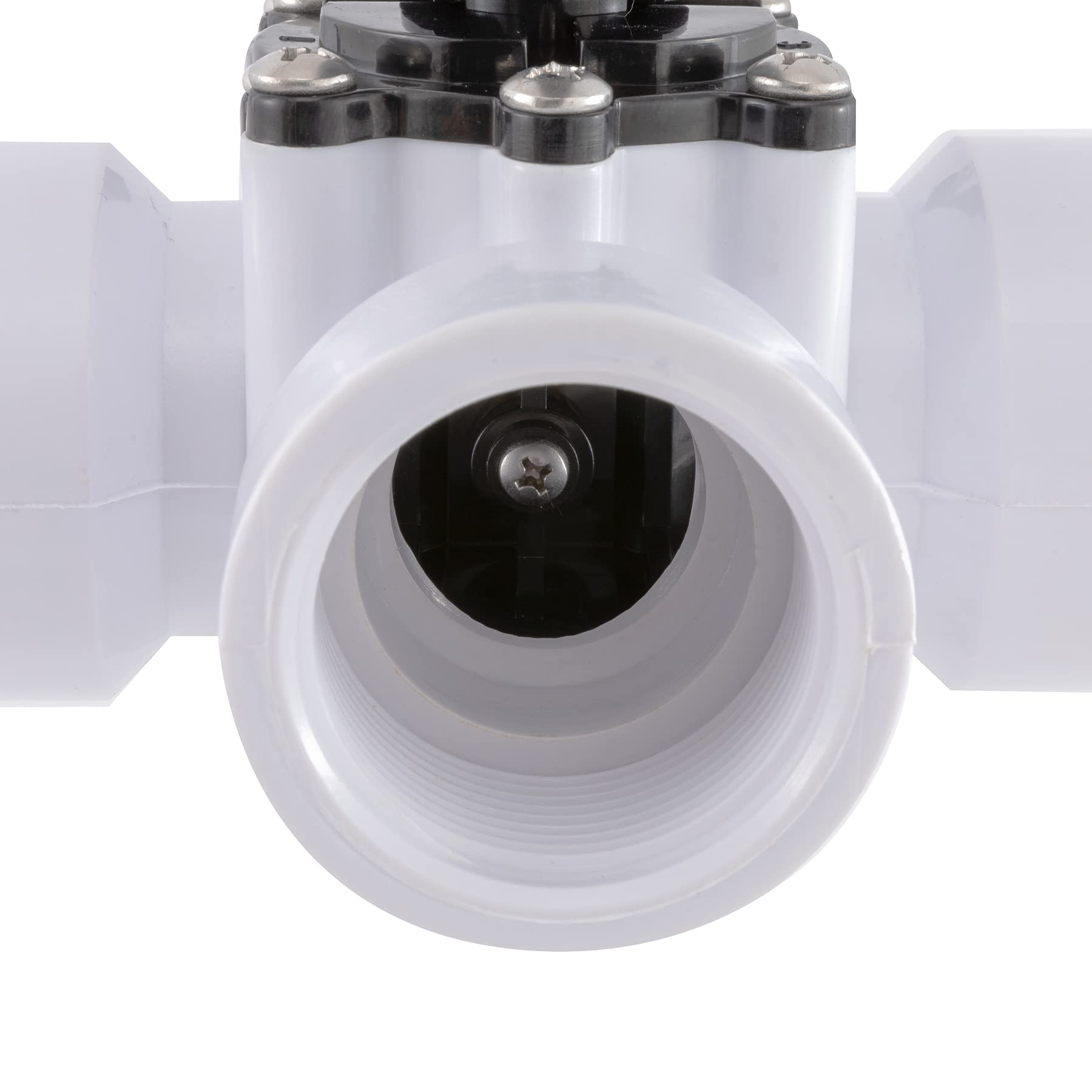 Abplag valve installed on pool return line in yard showing practical outdoor use