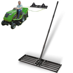 ABtool front view of 34x10 lawn leveling rake showing wide blade for faster coverage