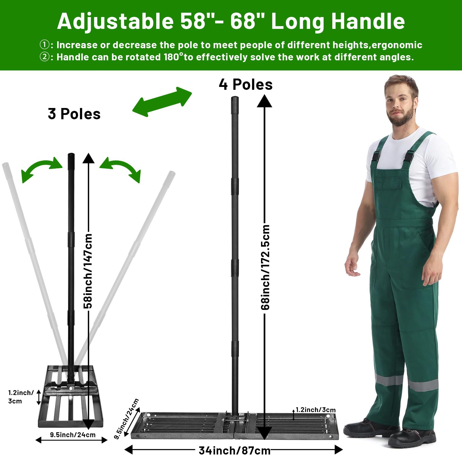 ABtool size comparison next to person demonstrating manageable work width