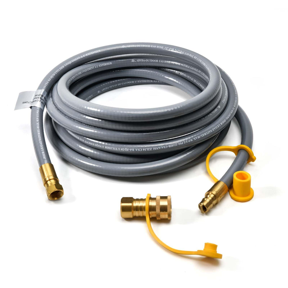 ABYDA hose front packaging showing durable rubber jacket and fittings for safe outdoor use