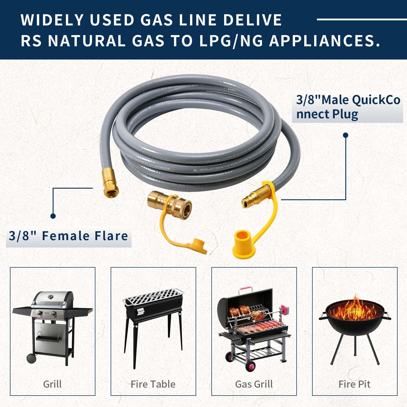 ABYDA hose laid out with measuring tape showing full 18-foot length for flexible placement