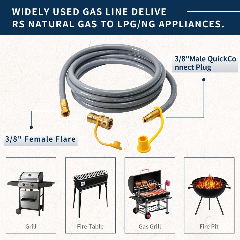 ABYDA hose laid out with measuring tape showing full 18-foot length for flexible placement