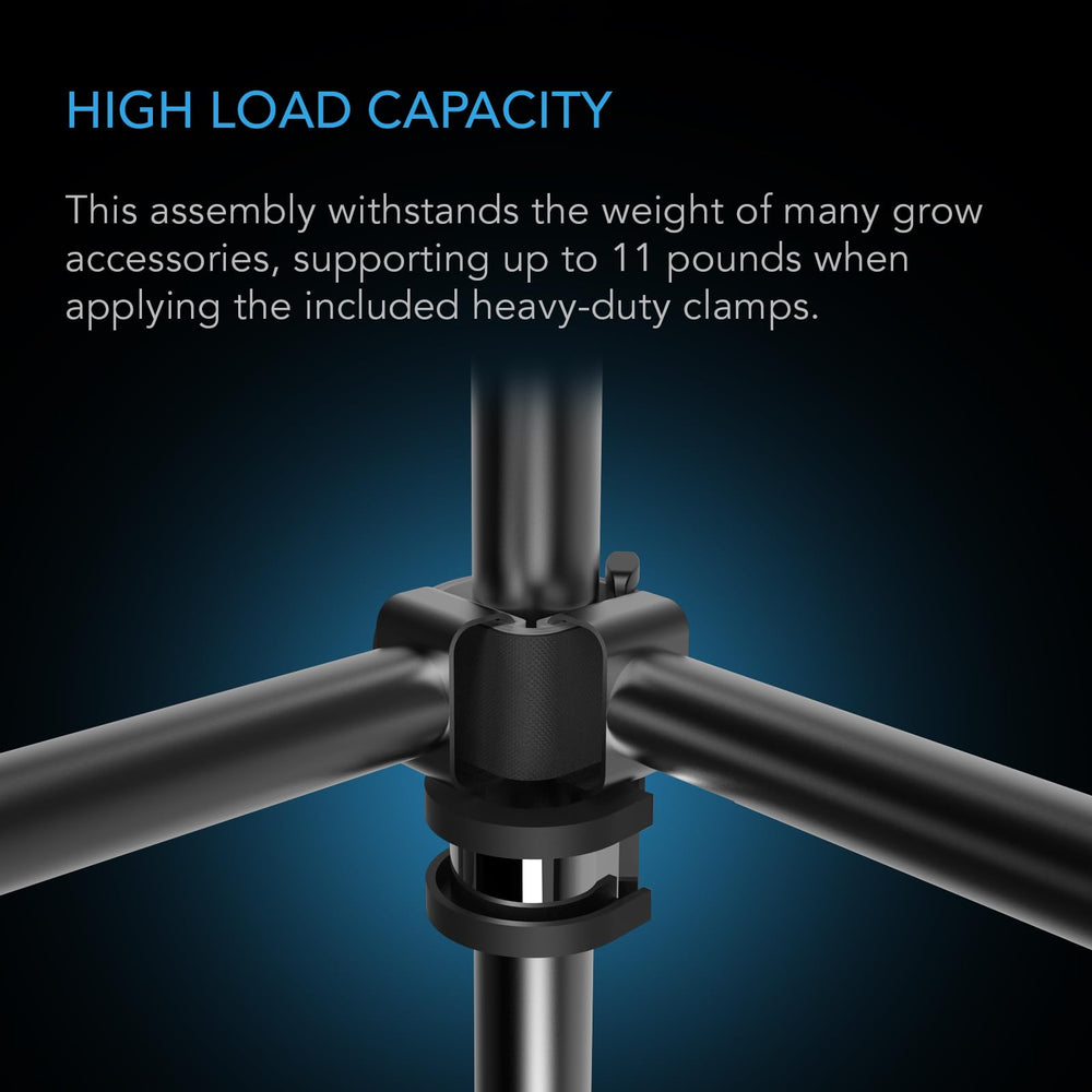 AC Infinity bars with fan and light mounted demonstrating secure accessory support