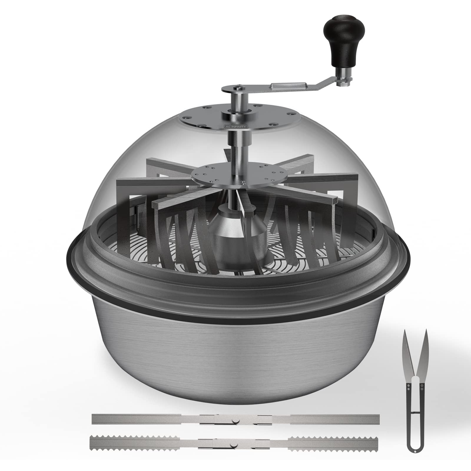 AC Infinity front view of 19-inch bowl trimmer showing compact design and benefit