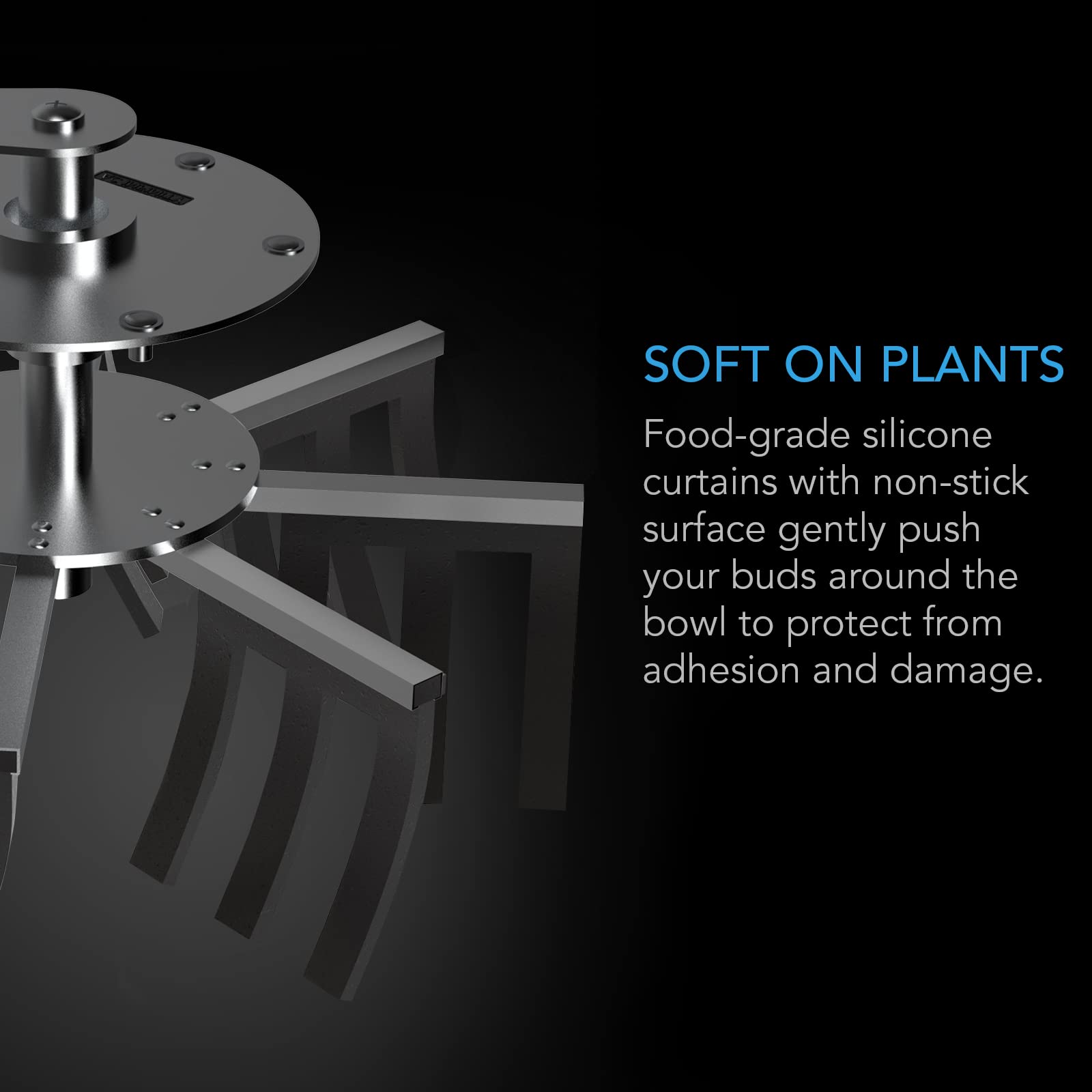 AC Infinity detail of food-grade silicone curtains protecting buds and reducing damage