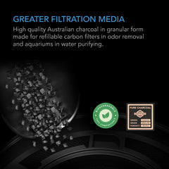 AC Infinity close-up of granular charcoal highlighting increased porosity benefit