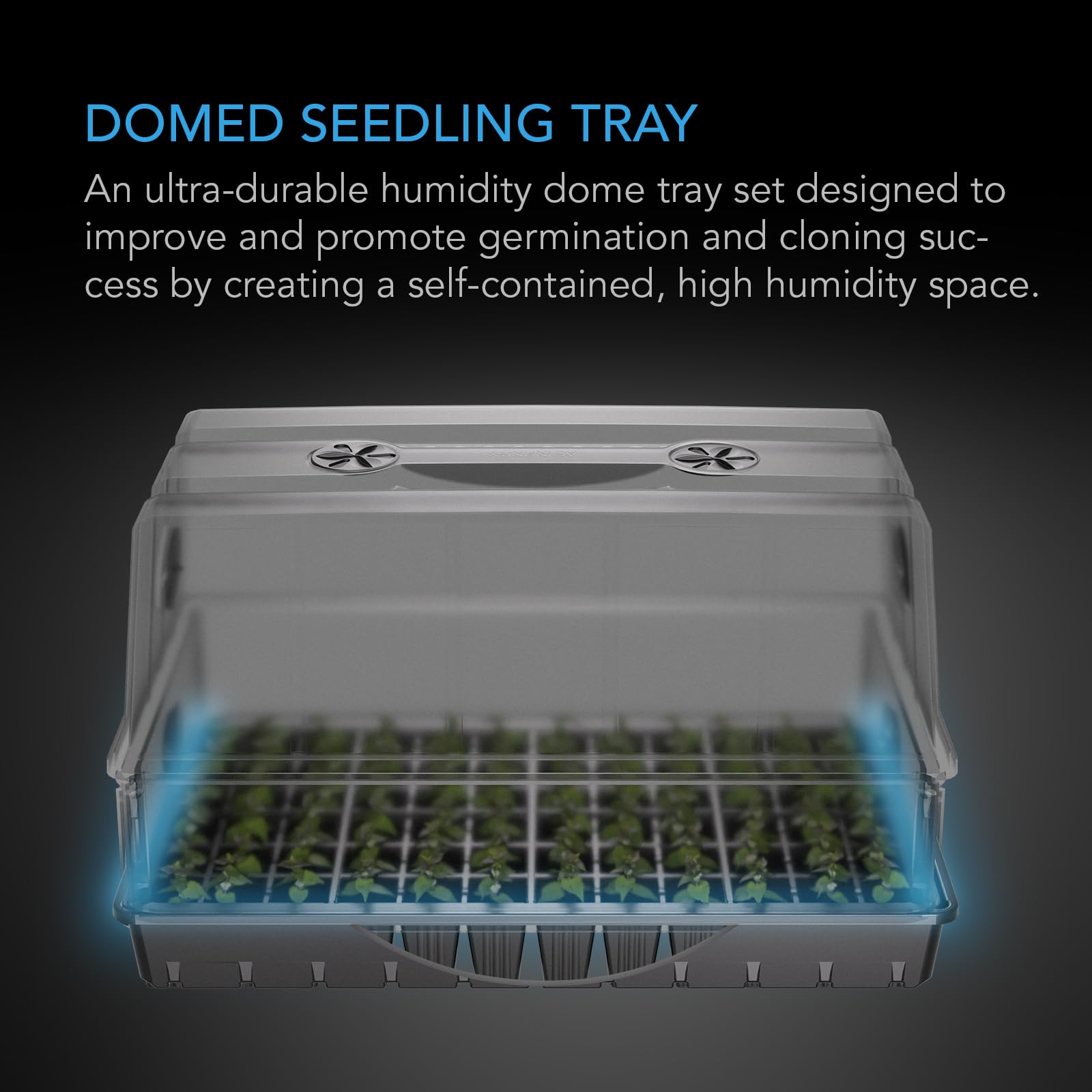 AC Infinity close-up of 3mm dome thickness highlighting sturdiness benefit