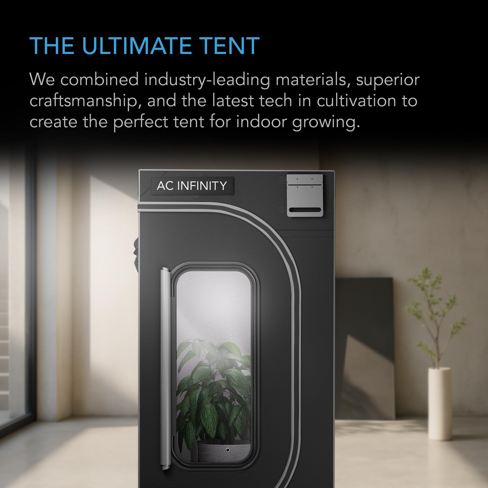 AC Infinity CLOUDLAB 422 open door with taller window for full plant visibility and easy access