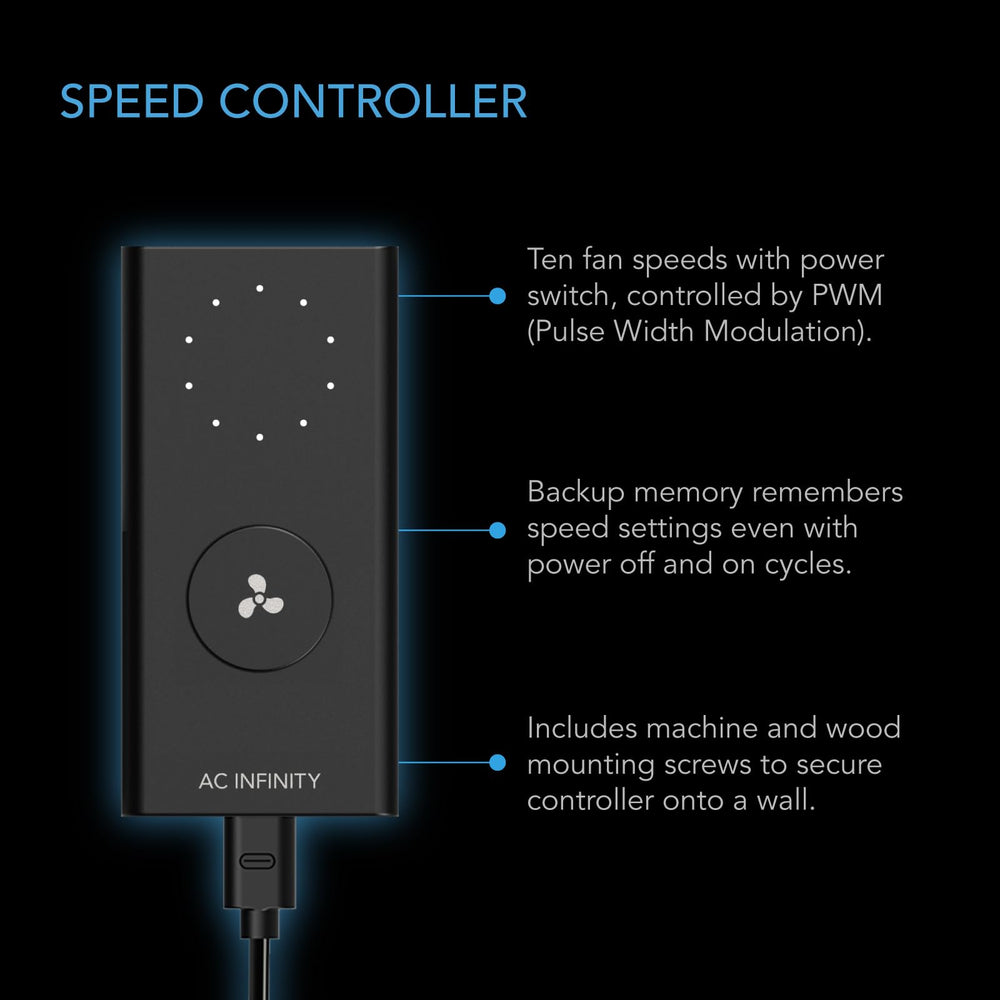AC Infinity side label detail showing IP65 rating and durability benefit