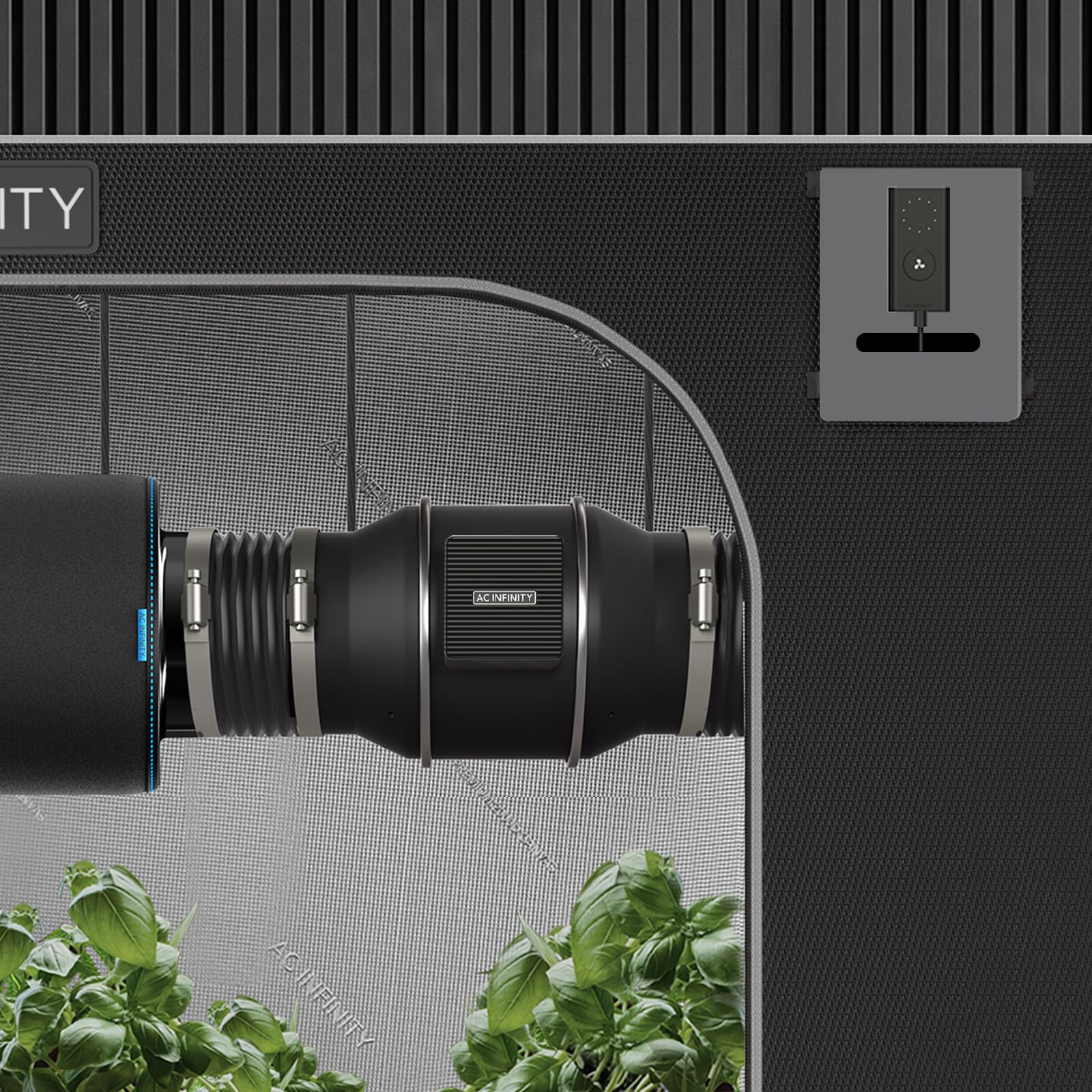AC Infinity fan mounted in AV rack extracting heat quietly for equipment protection