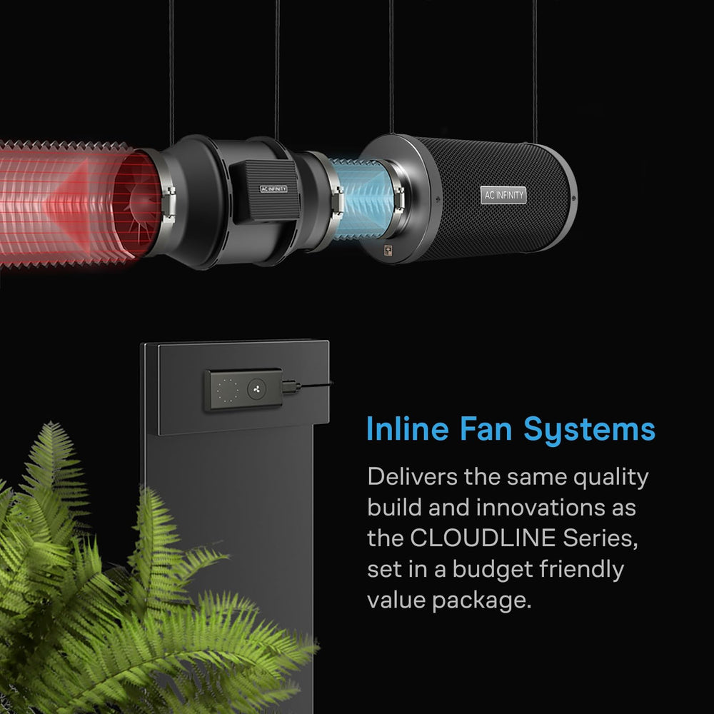 AC Infinity CLOUDLINE inline fan close-up emphasizing quiet performance