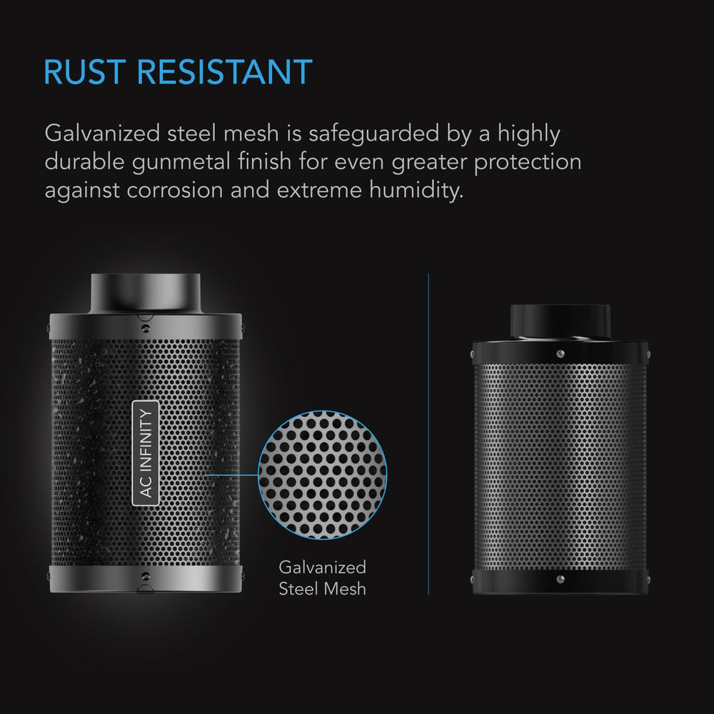AC Infinity pre-filter and included straps with rope clips showing easy maintenance and setup