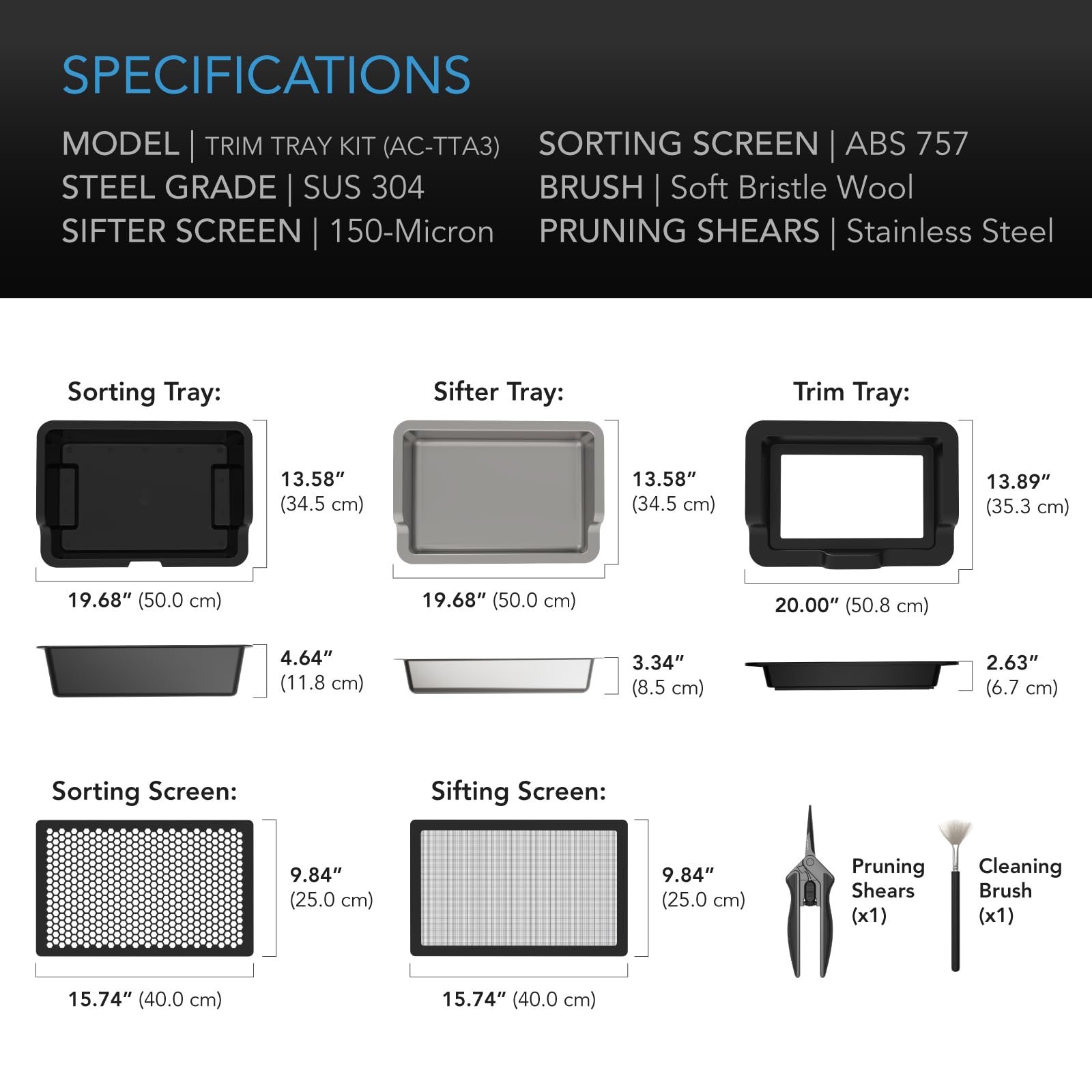 AC Infinity pruning accessories laid out showing tools for precise trimming and transfer