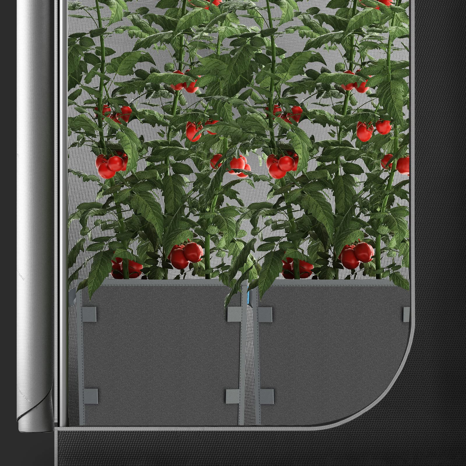 AC Infinity fabric loop and stake passthrough holding plant support to protect root zone