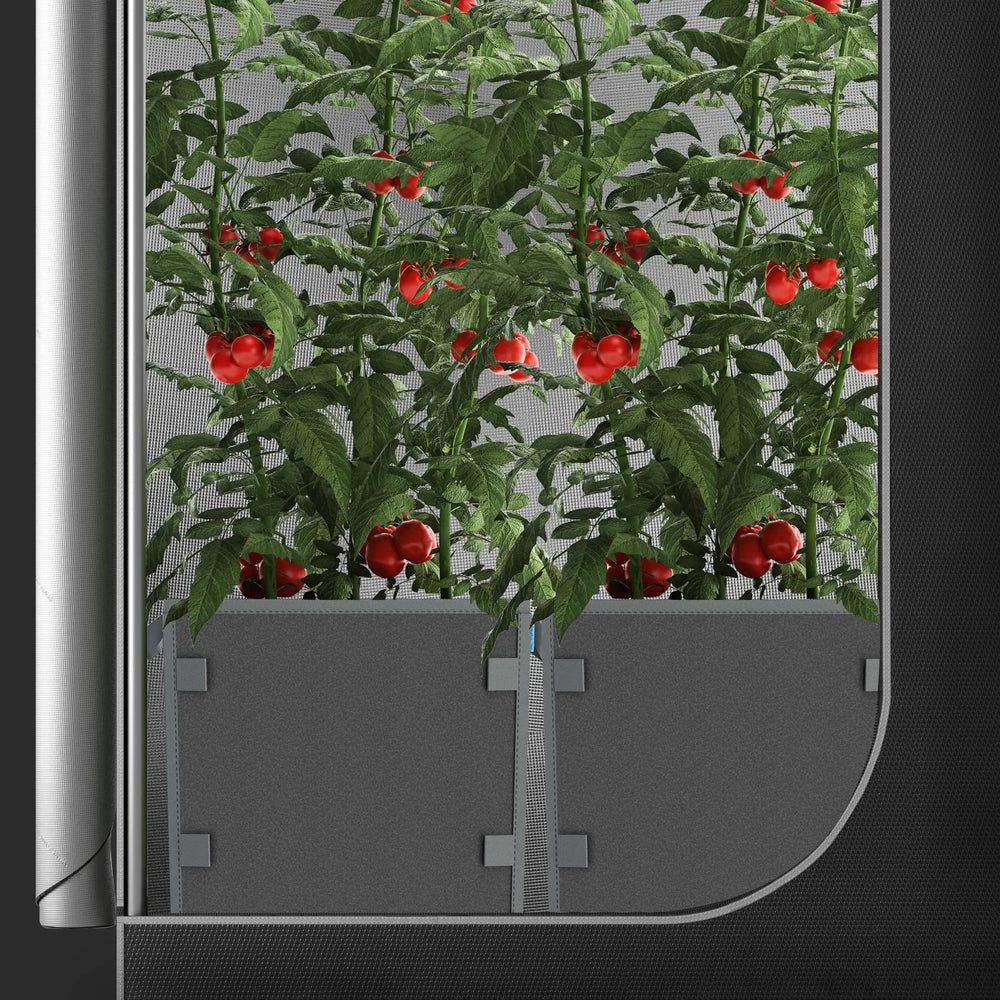 AC Infinity fabric loop and stake passthrough holding plant support to protect root zone