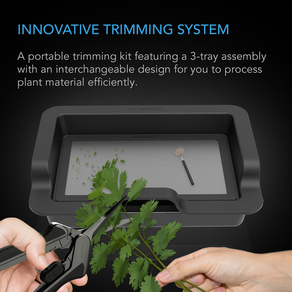 AC Infinity stainless steel tray closeup highlighting food‑grade surface for easy cleaning