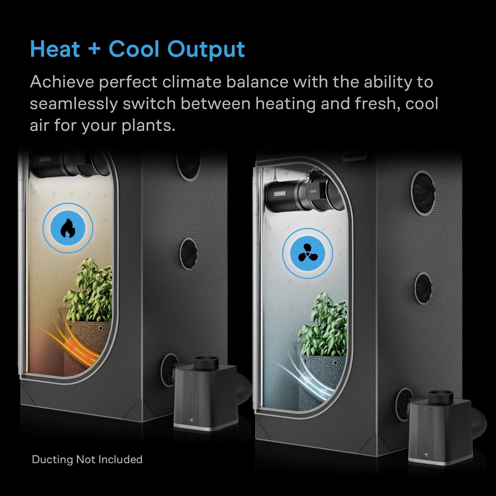 AC Infinity THERMOFORGE S7 installed in a grow tent demonstrating improved canopy climate control