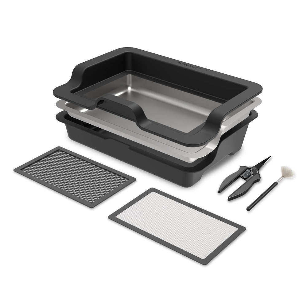 AC Infinity front view of complete trim tray kit showing organized workspace and faster trimming