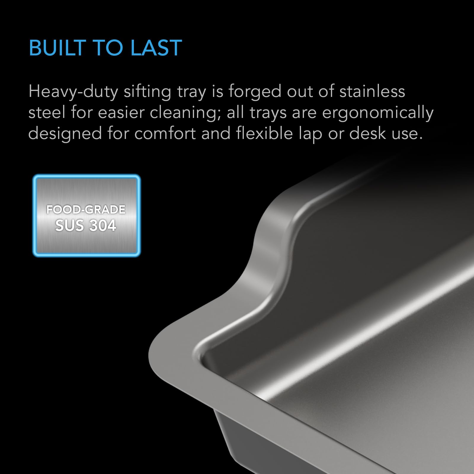 AC Infinity lower trim bins on lap demonstrating ergonomic trimming and reduced fatigue