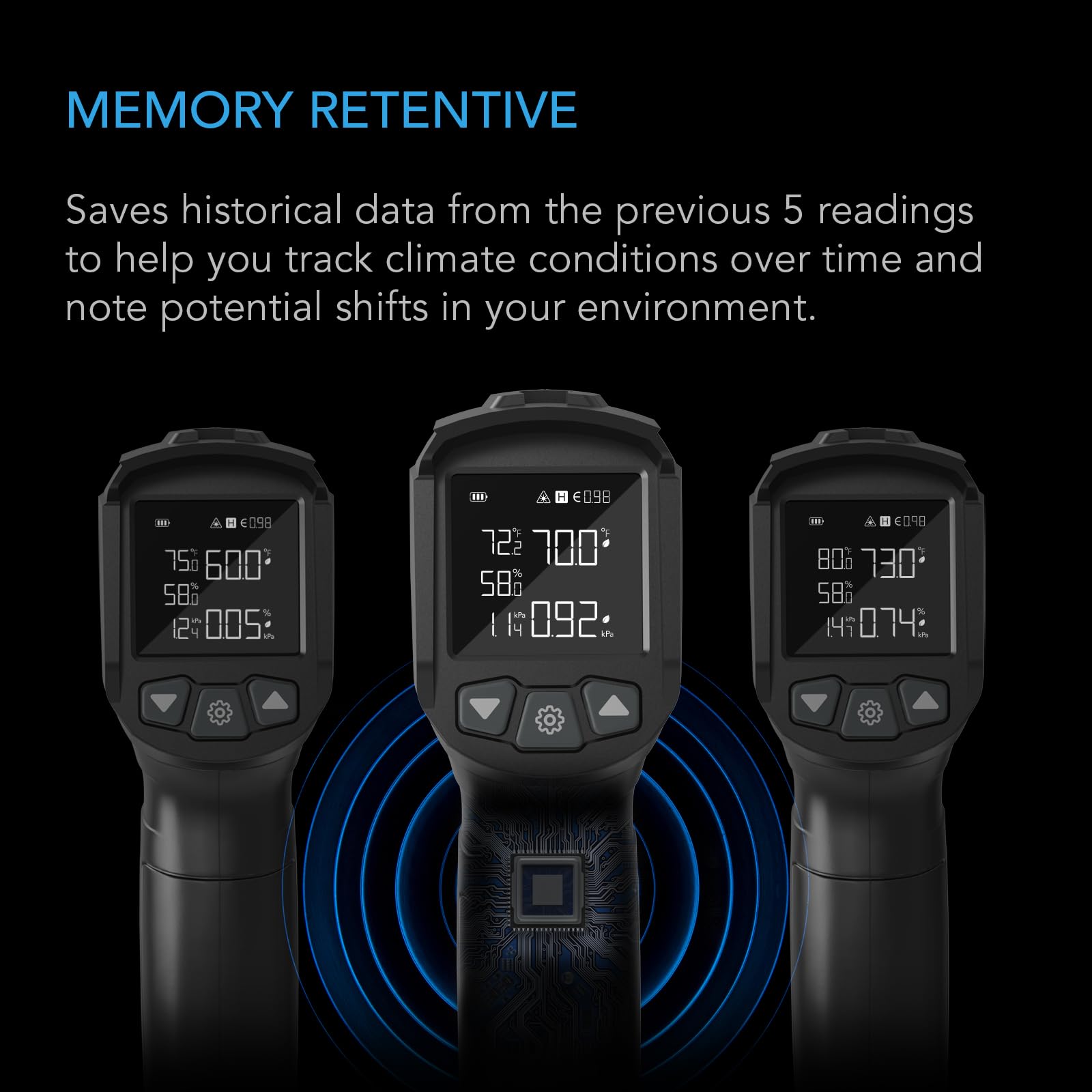 AC Infinity VPD thermometer held in hand showing size and pocketable portability benefit