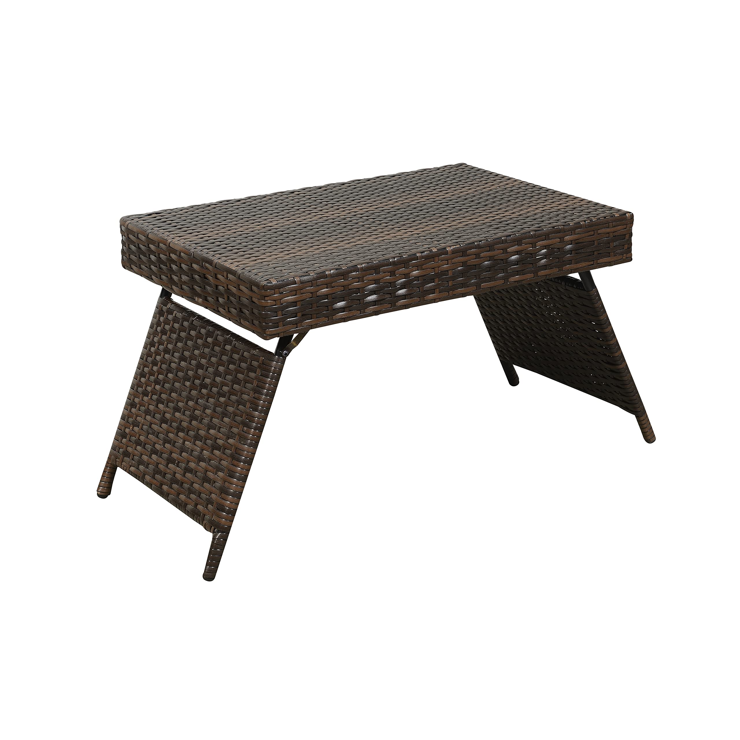 AC Pacific front view of rectangular wicker table showing stylish outdoor surface and easy use