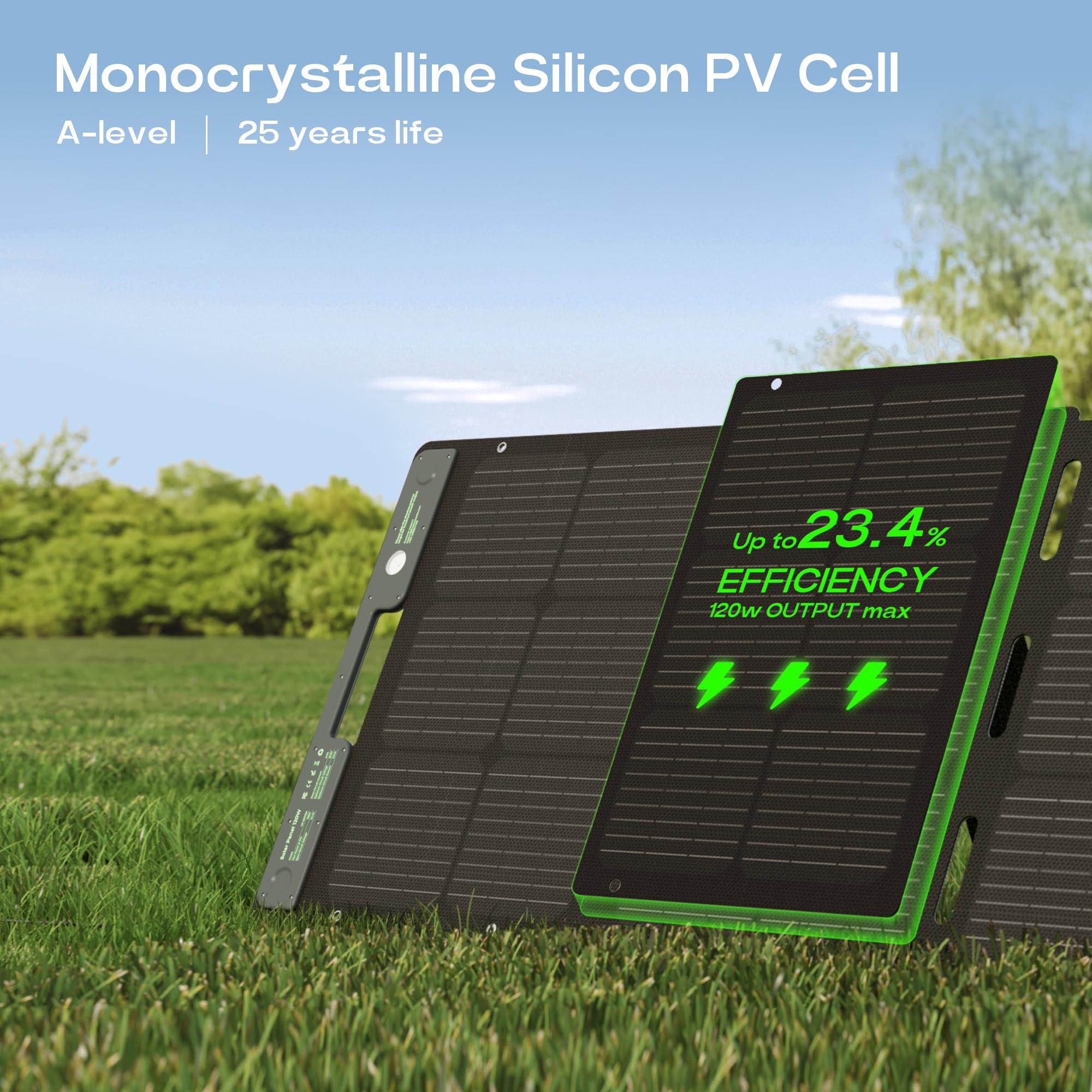 ACACIA panel on adjustable kickstand for optimal sun angle and output