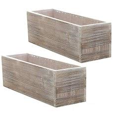 Accent Decor front view wood planter showing whitewash finish and rustic charm for decor