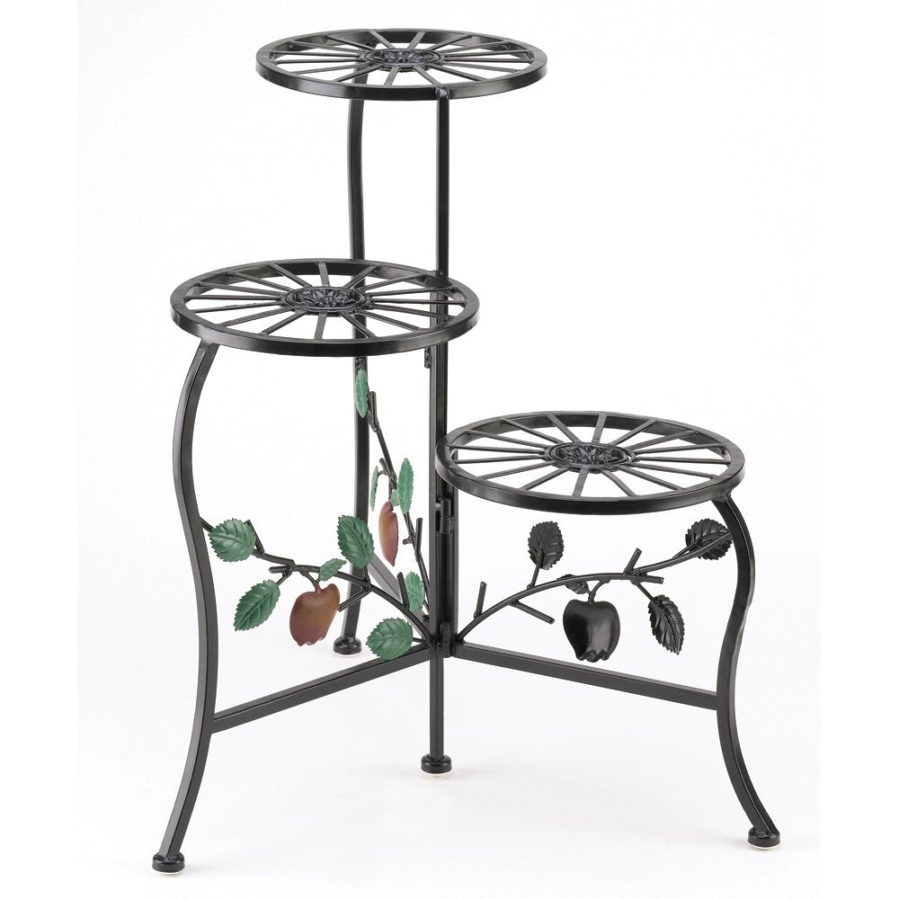 Accent Plus front view of multicolor plant stand showing three tiers and space-saving benefit