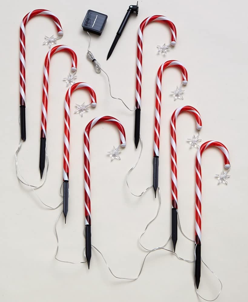 Accents Depot LTD candy cane front view showing festive striped pathlight benefit