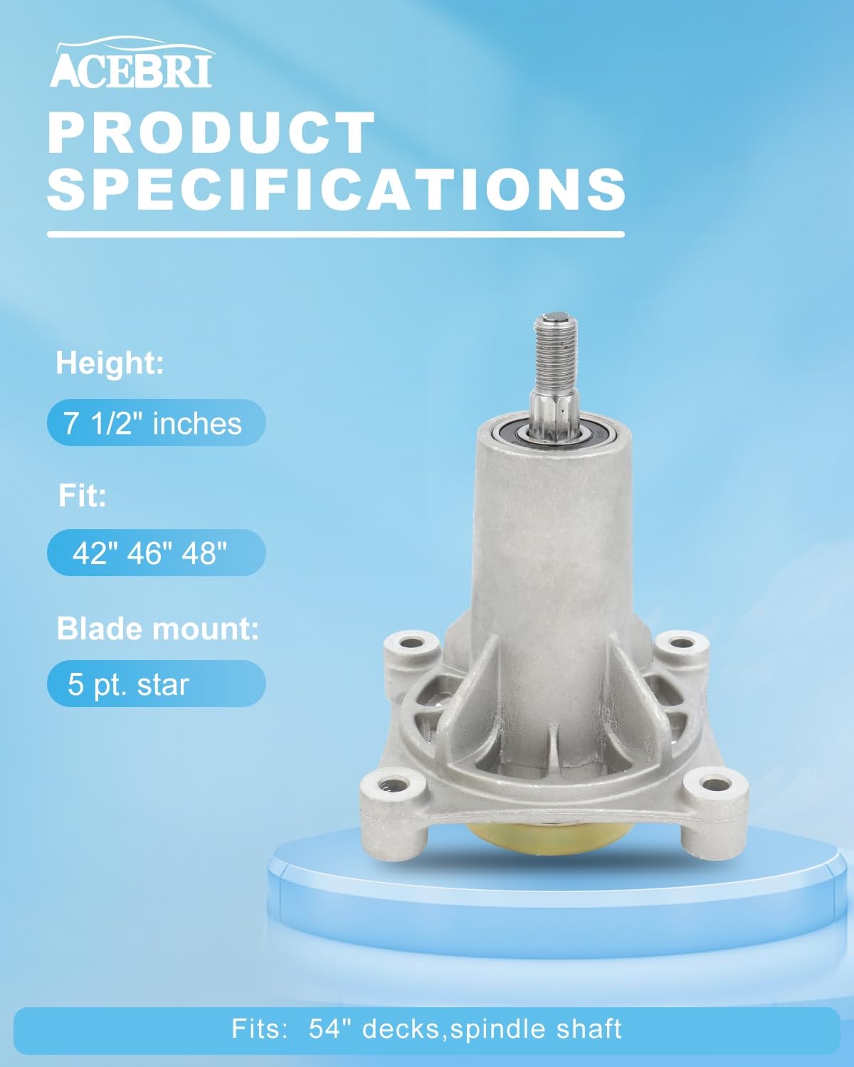 ACEBRI close-up of shaft and bearing showing durable construction benefit