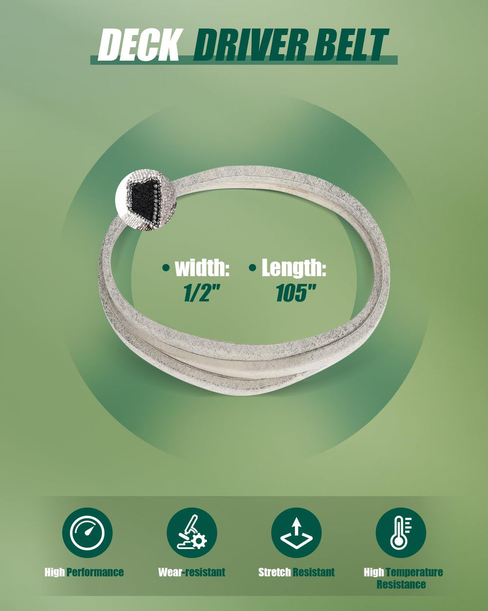 ACEBRI drive belt laid flat with size visible to ensure correct fit
