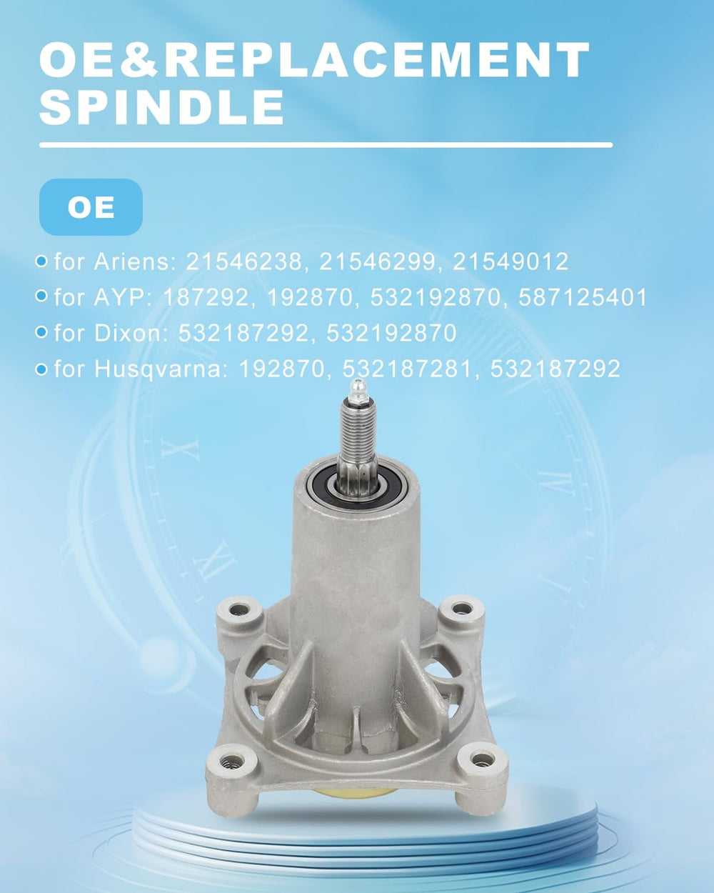 ACEBRI spindle installed on mower deck demonstrating proper fit