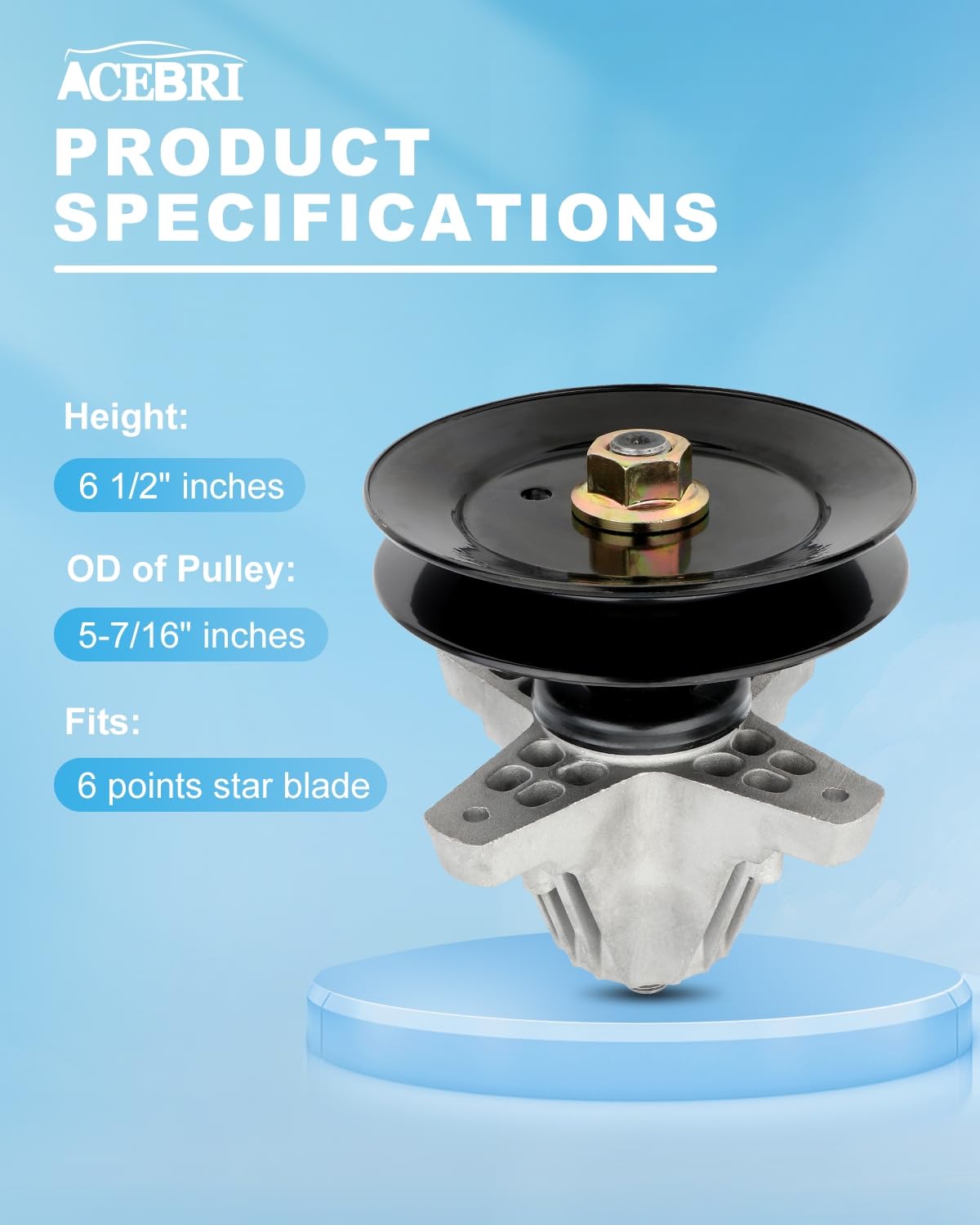 ACEBRI spindle close-up of bearing hub for durable rotation and smooth blades