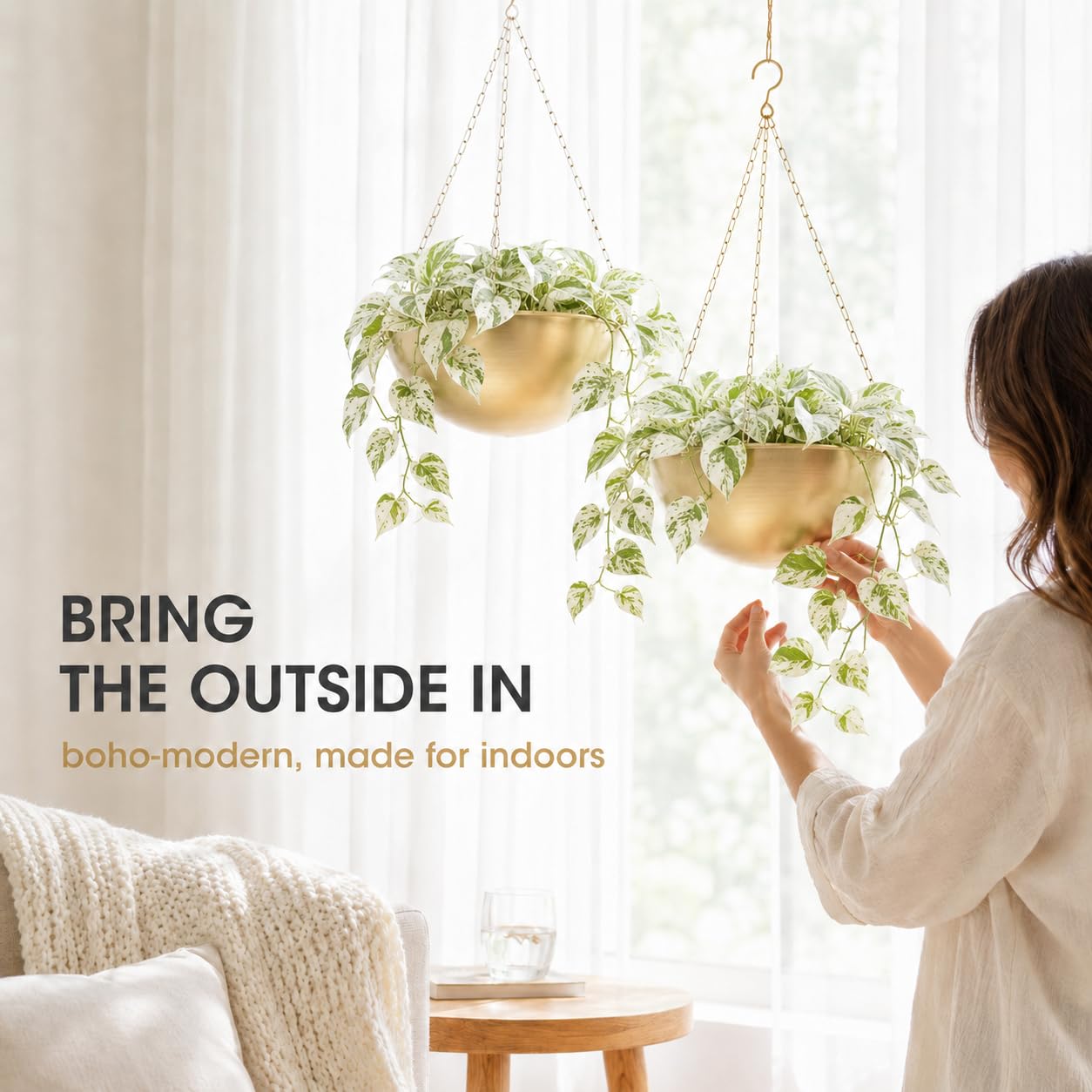 AceList hanging planters in a bright window adding vertical greenery and light