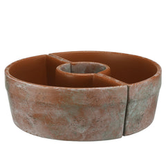 Acellegic front view of half-round umbrella planter shows rustic brown finish and stable design