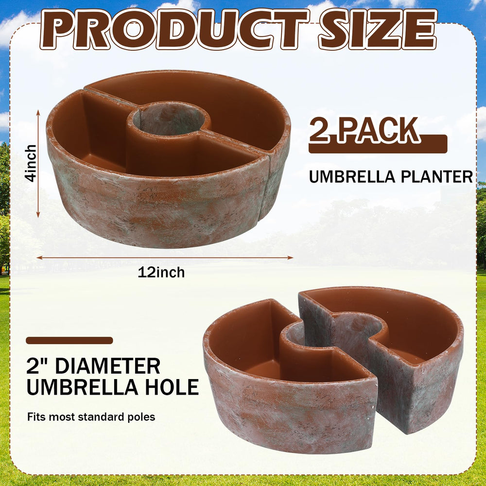 Acellegic planter in use around umbrella pole adding stability and space for plants