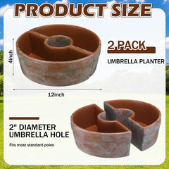 Acellegic planter in use around umbrella pole adding stability and space for plants