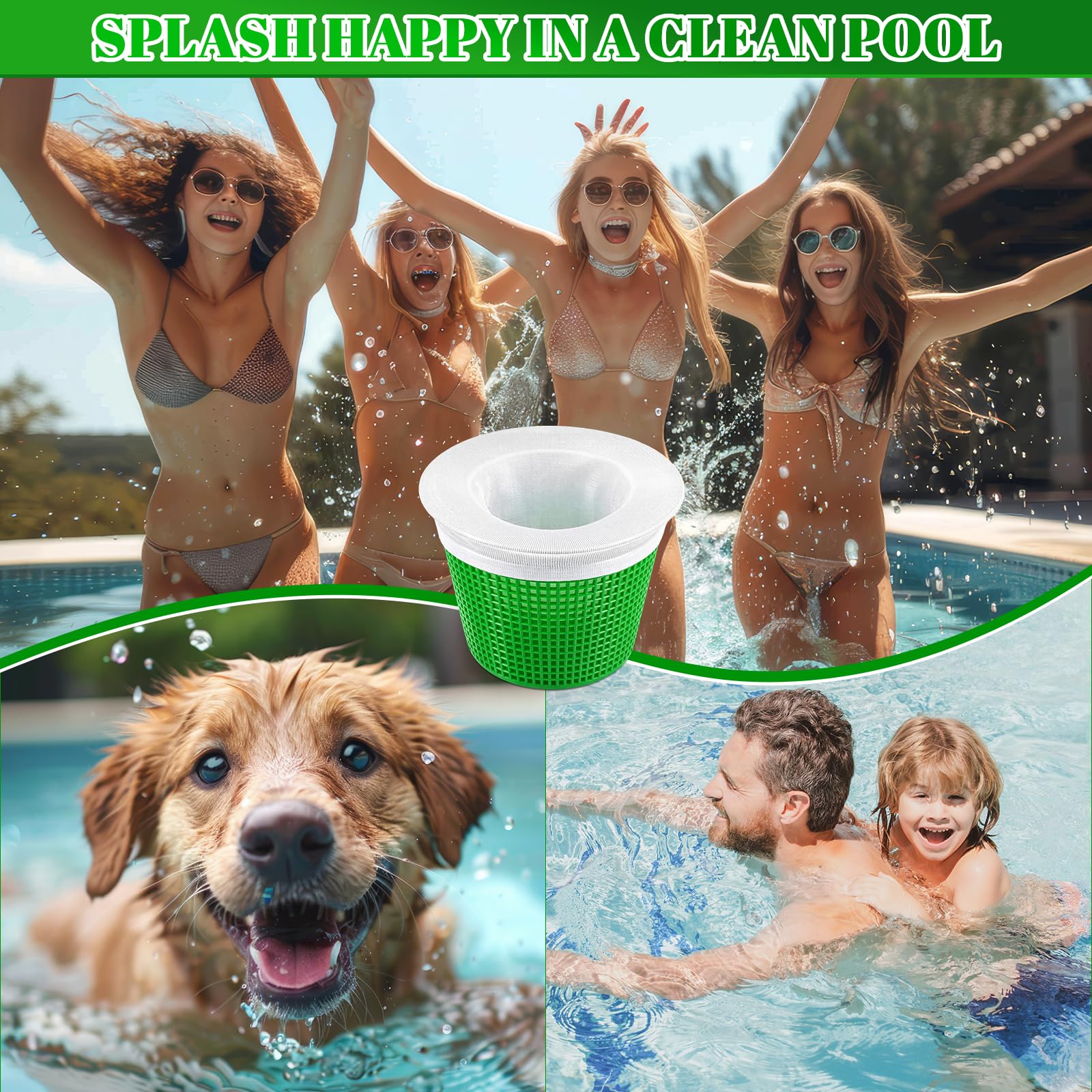 Acellegic skimmer sock catching leaves and sand for cleaner water