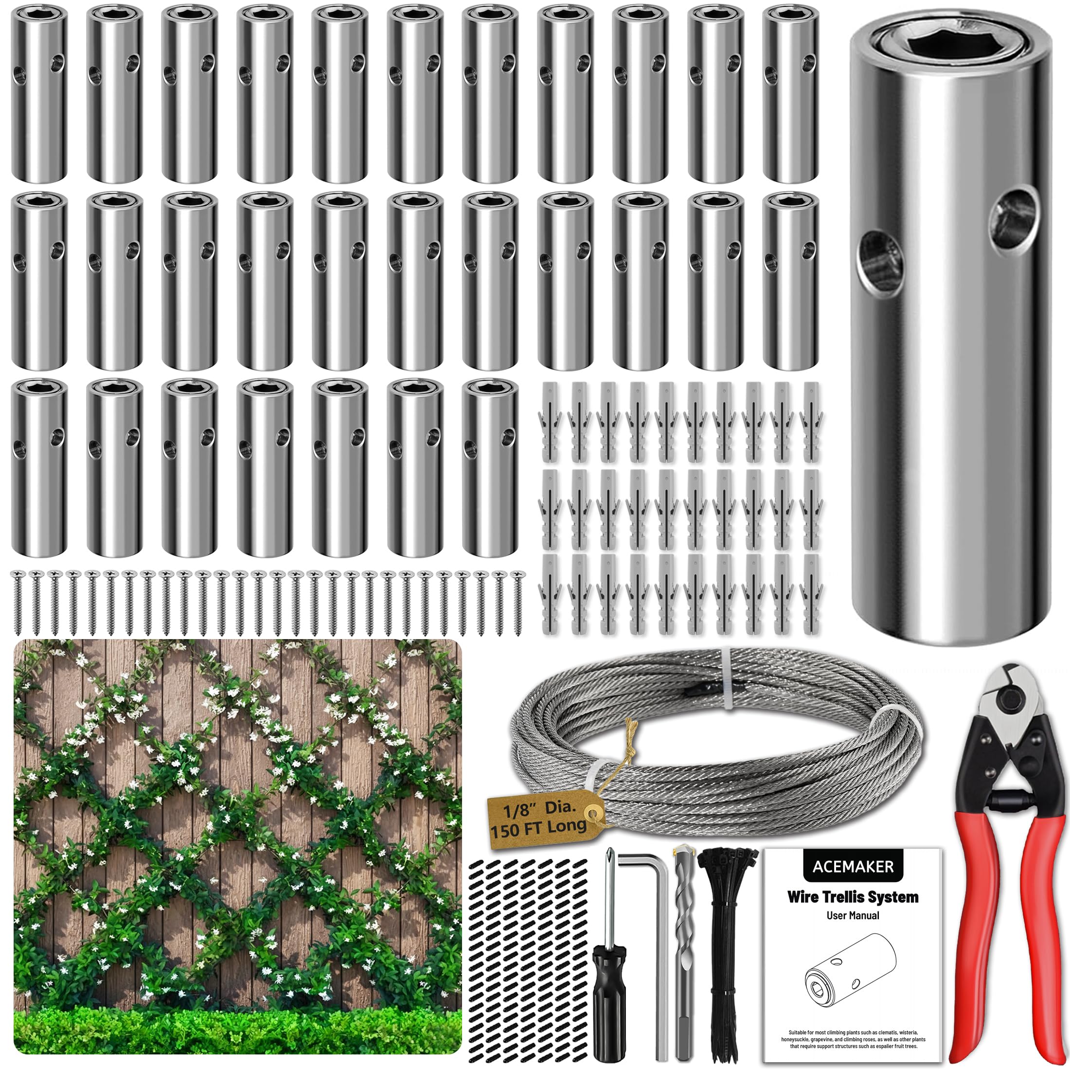 Acemaker front packaging showing full trellis kit and easy install benefit