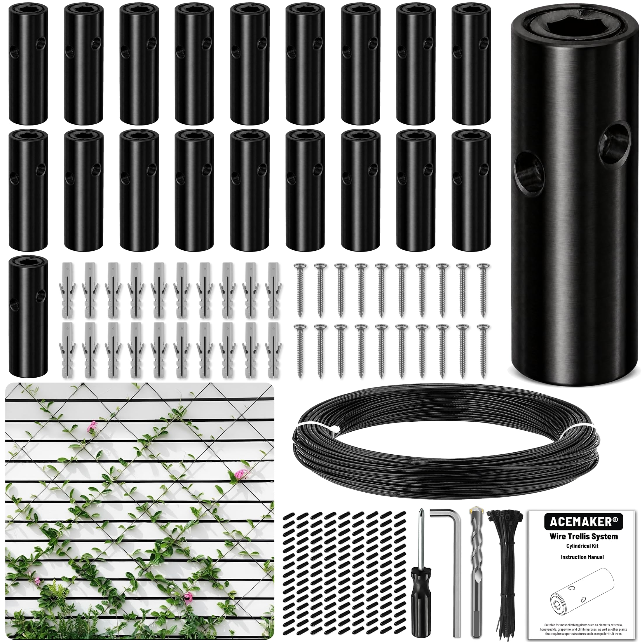 Acemaker front packaging showing complete trellis kit and components for quick install