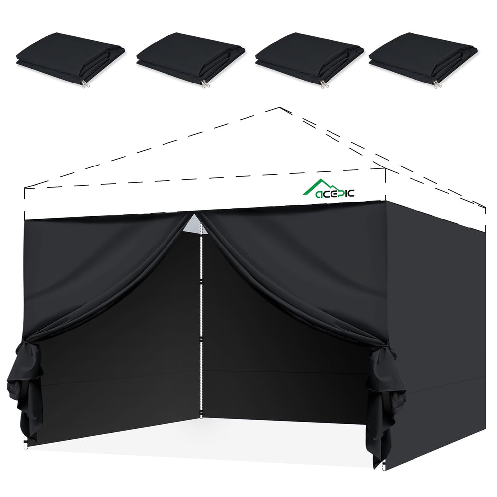 Acepic front view of four black sidewalls showing full enclosure benefit