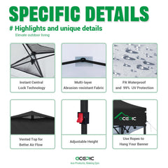 Acepic canopy steel frame close-up highlighting durable construction and stability