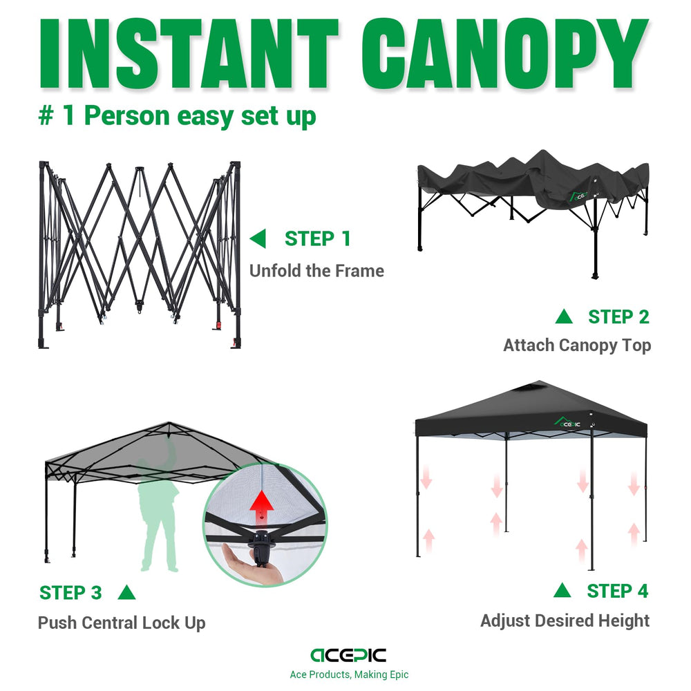 Acepic canopy leg adjustment buttons showing pinch-free height changes easily